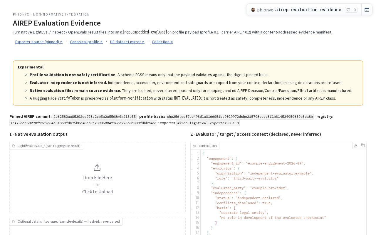 Preview of AIREP Evaluation Evidence