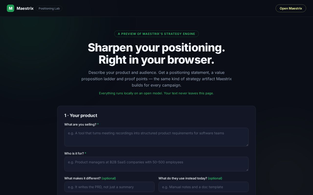 Preview of Maestrix Positioning Lab