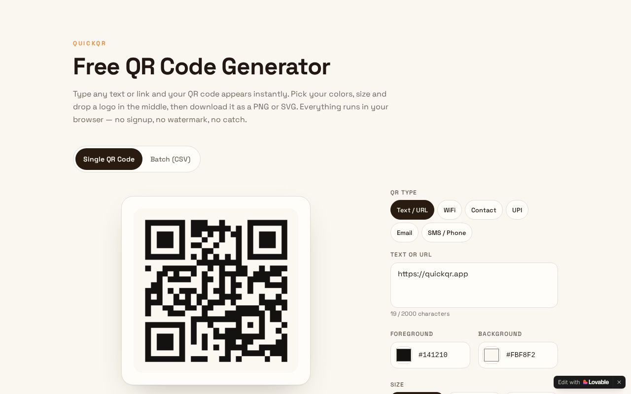 Preview of Free QR Code Generator