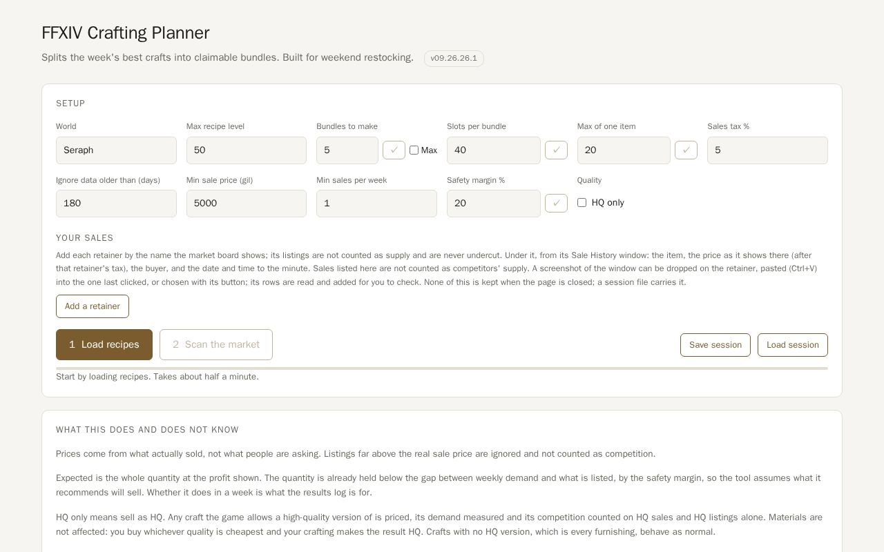 Preview of FFXIV Crafting Planner
