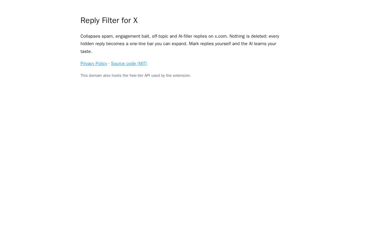 Preview of X Reply Filter
