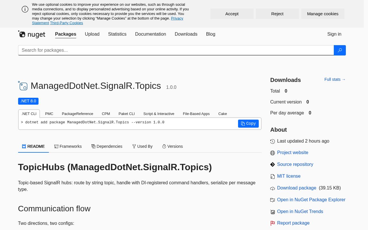 Preview of ManagedDotNet SignalR Topics
