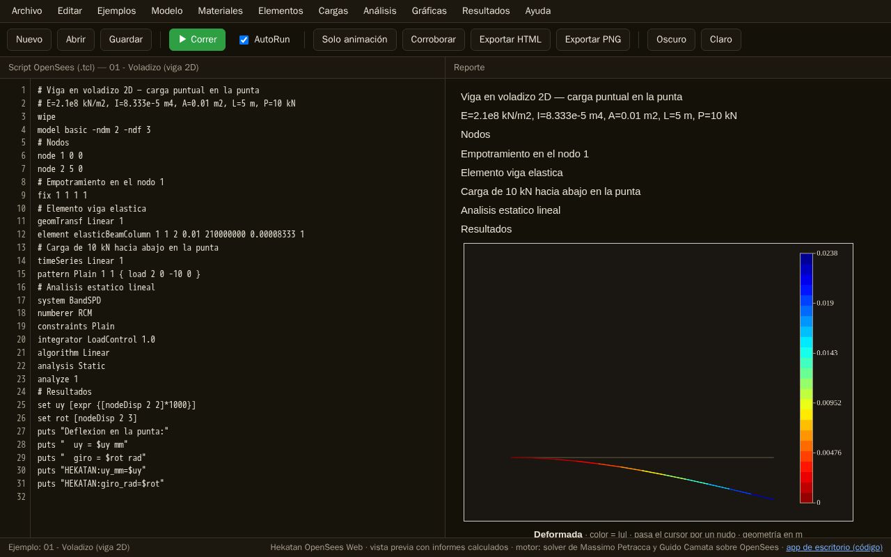 Preview of Hekatan Opensees Web