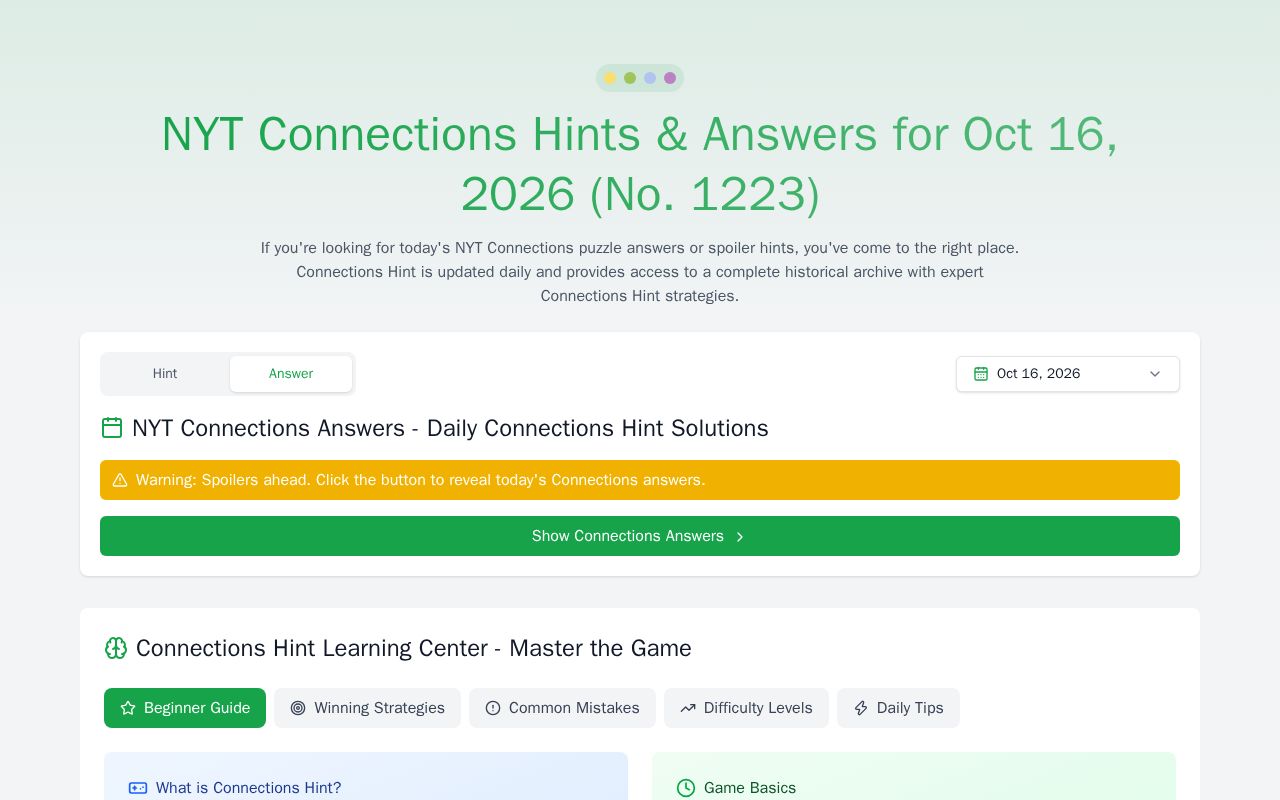 Preview of NYT Connections Answers & Hints