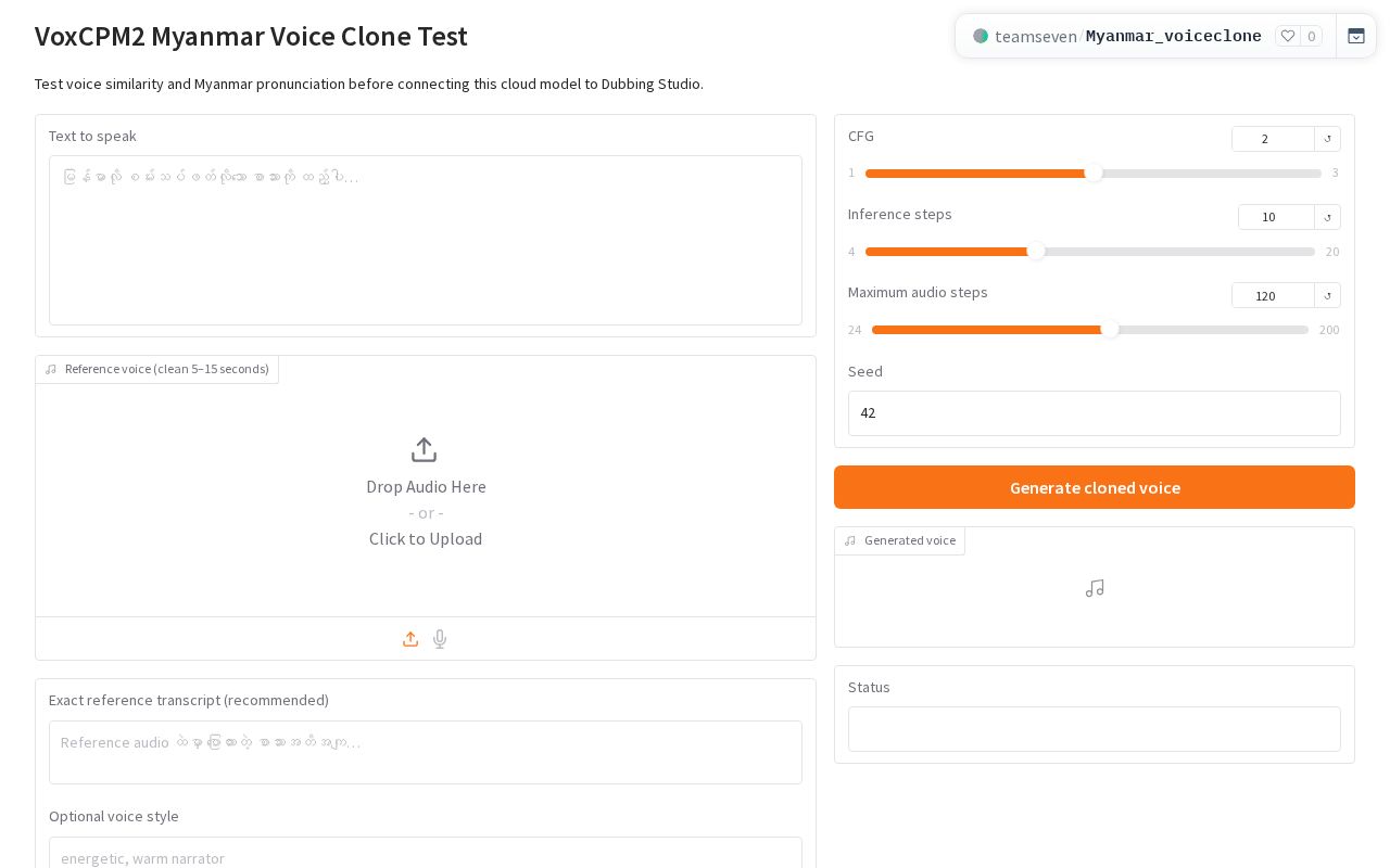 Preview of VoxCPM2 Myanmar Voice Clone Test