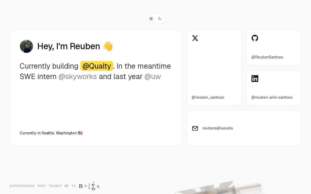 Preview of reuben santoso personal website