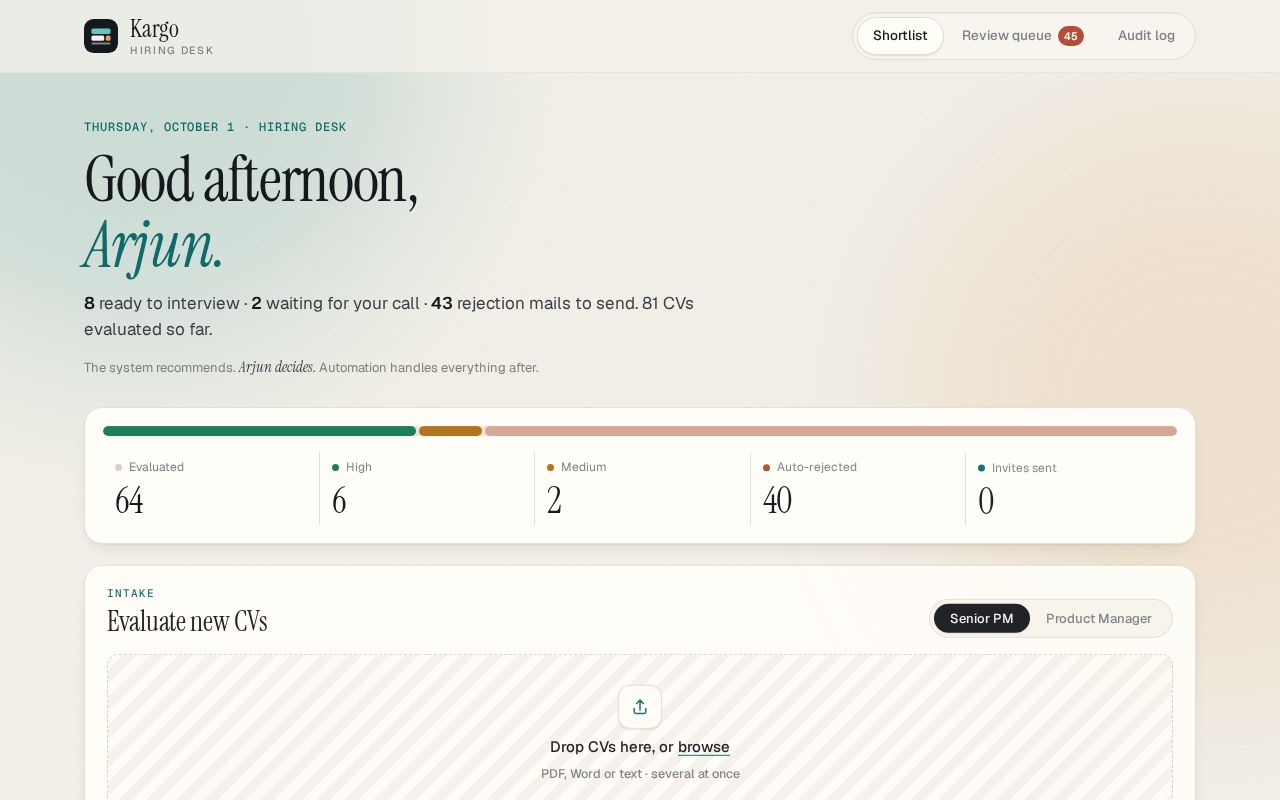 Preview of Arjuns Dashboard