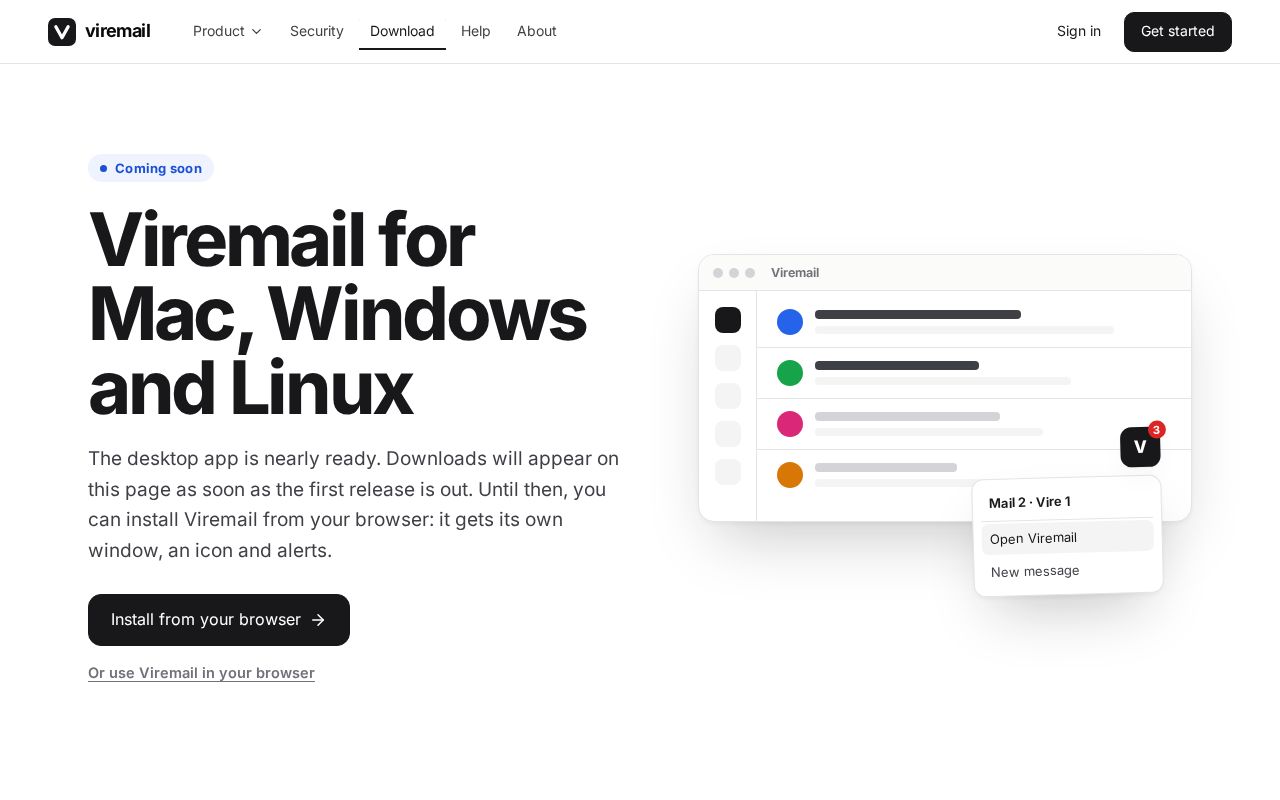 Preview of Viremail Desktop