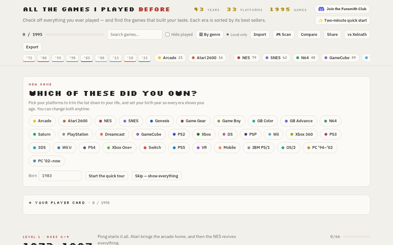 Preview of All The Games I Played Before