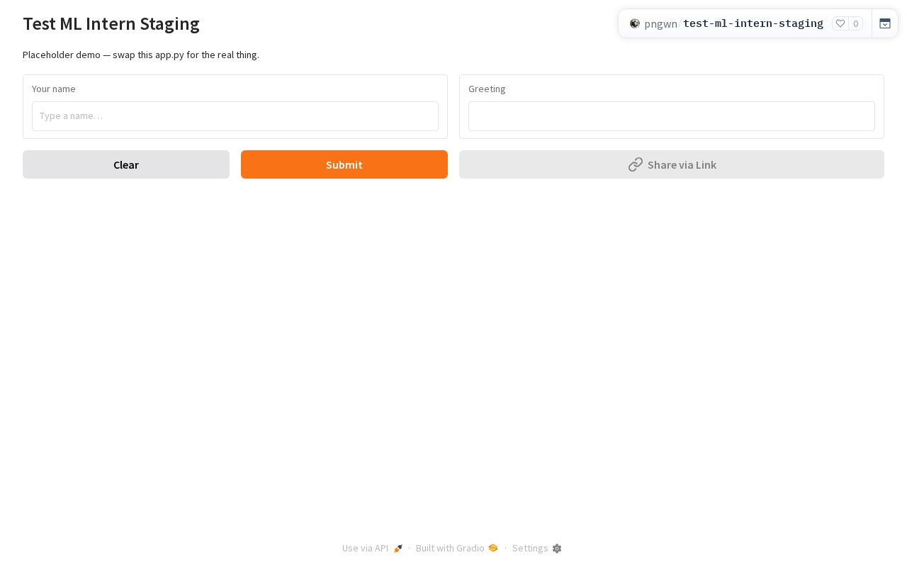 Preview of Test ML Intern Staging