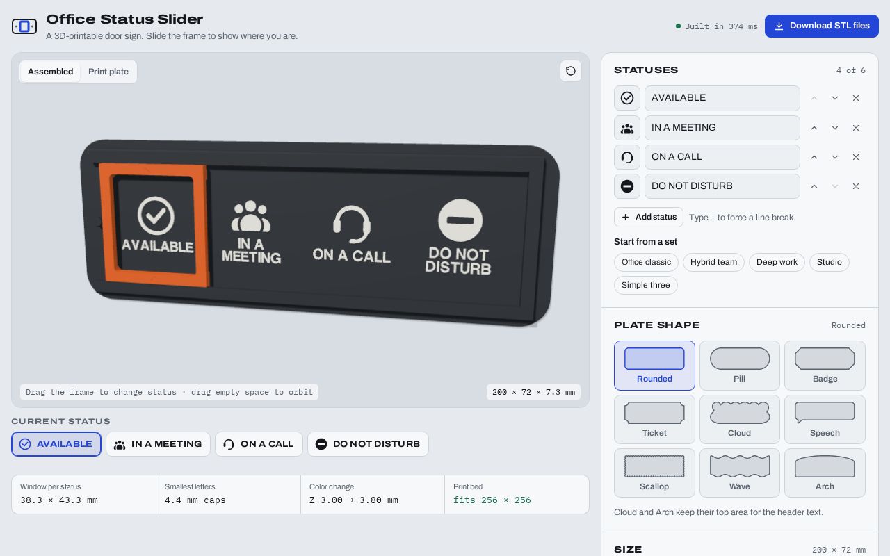 Preview of Office Status Slider