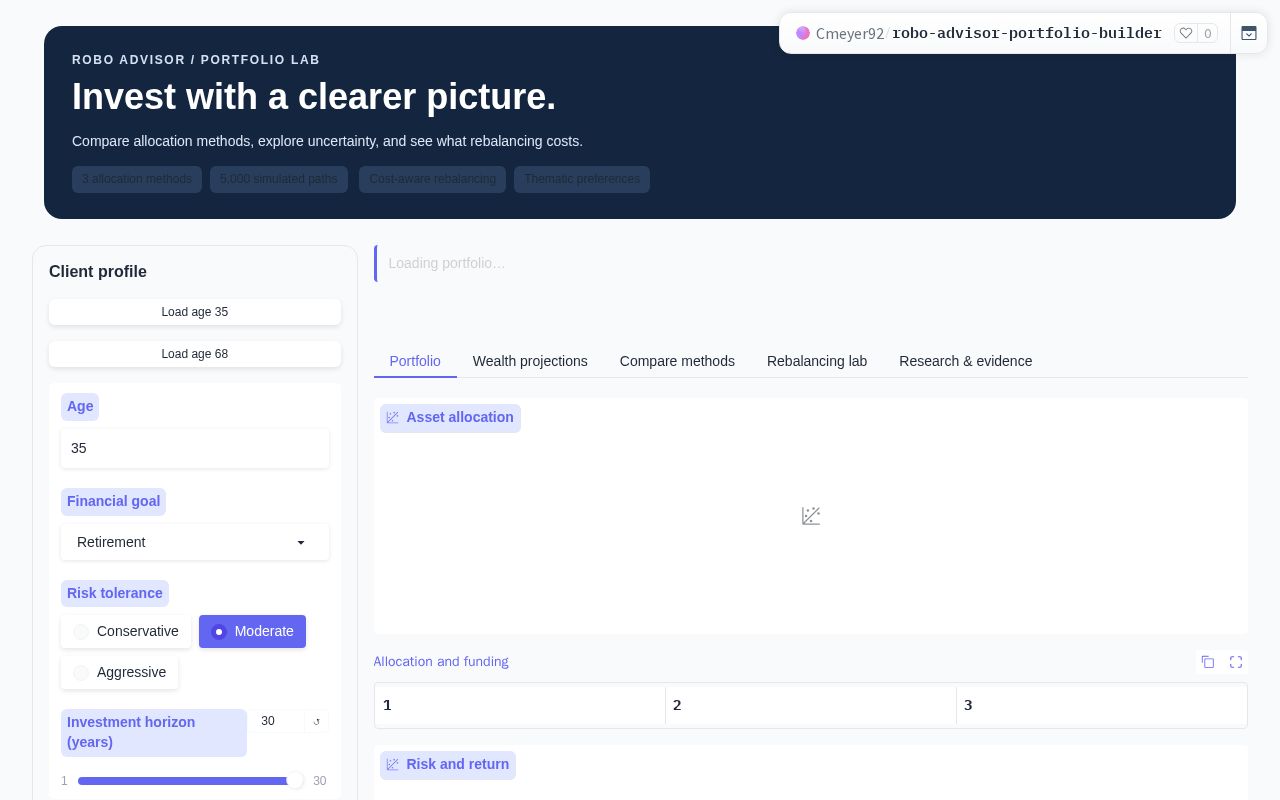Preview of Robo Advisor Portfolio Builder