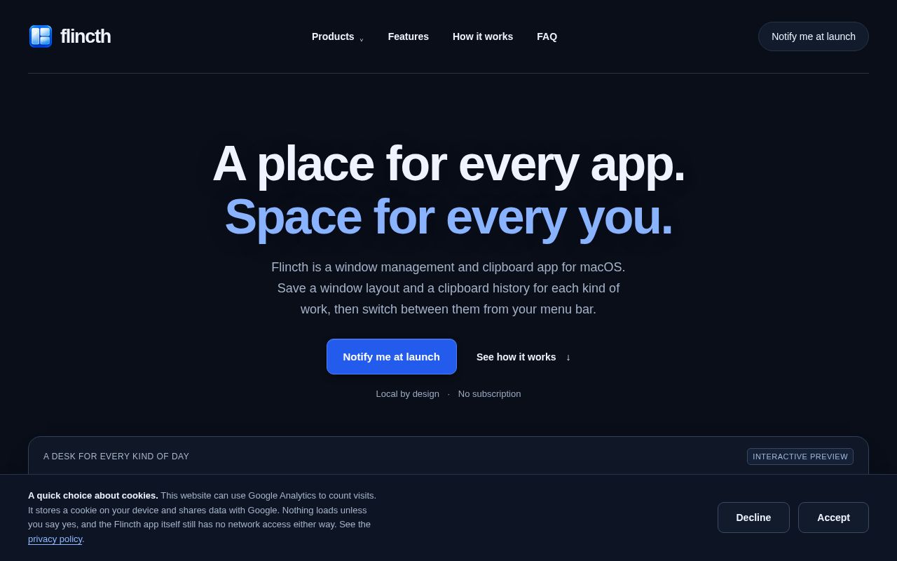 Preview of Flincth Website