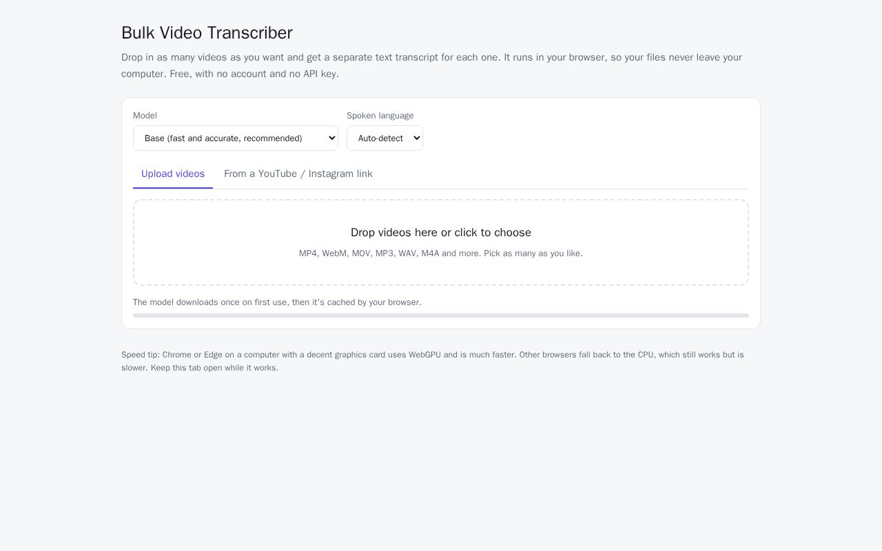 Preview of Bulk Video Transcriber