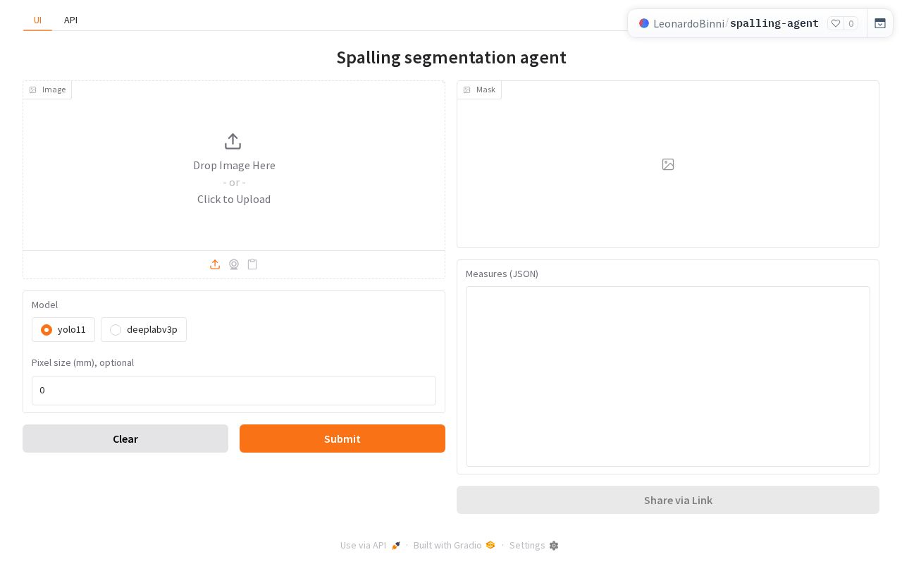 Preview of Spalling segmentation agent