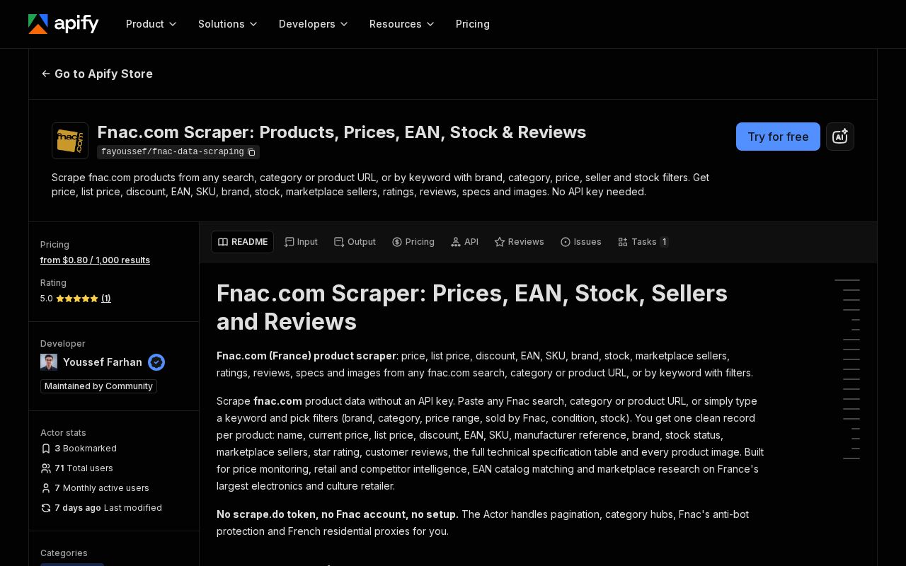 Preview of Fnac Scraper