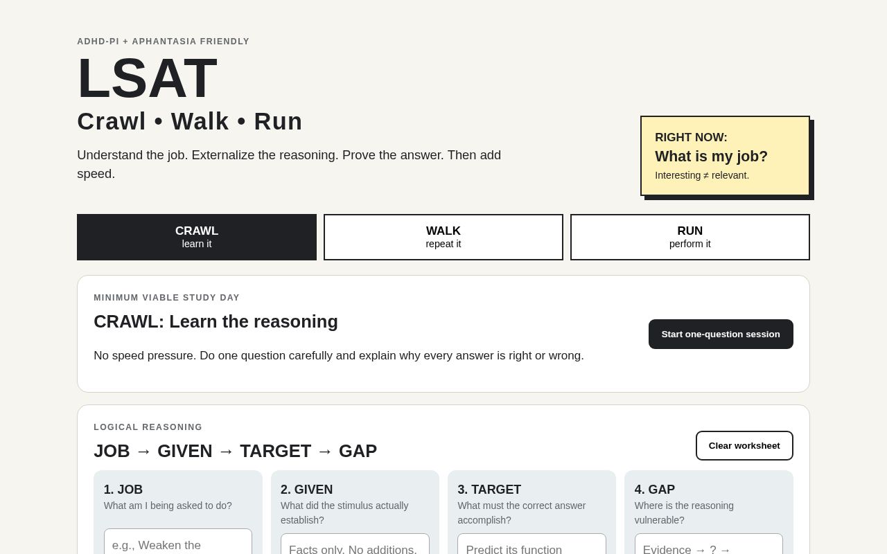 Preview of Lsat Crawl Walk Run