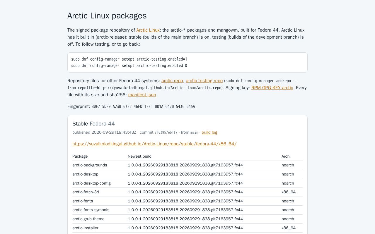 Preview of Arctic Linux