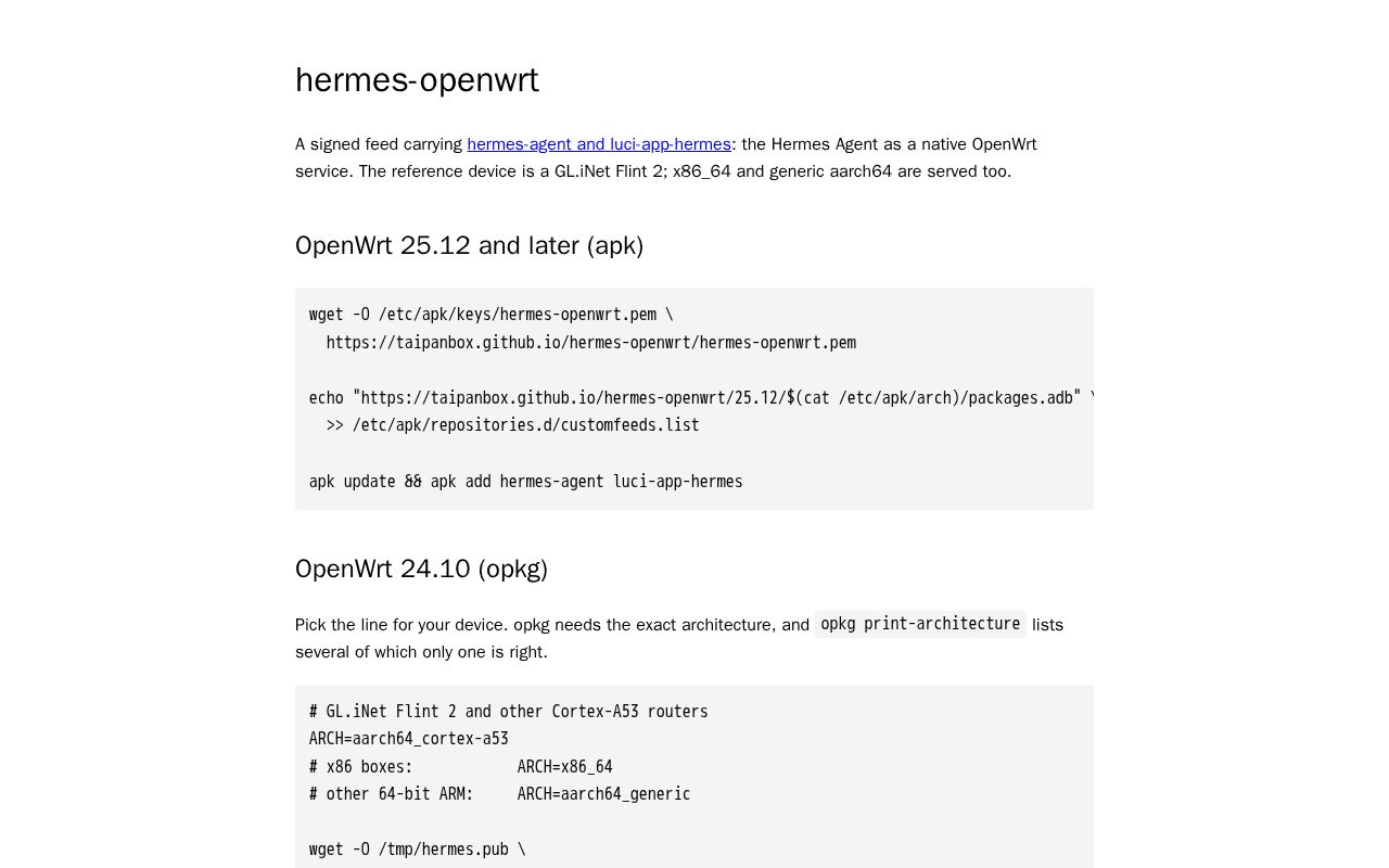 Preview of hermes-openwrt feed