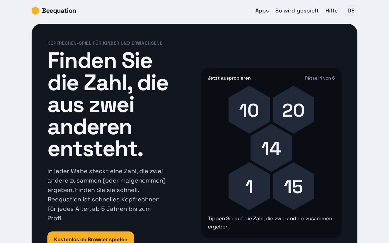 Preview of Beequation: Kopfrechen-Spiel für Kinder und Erwachsene