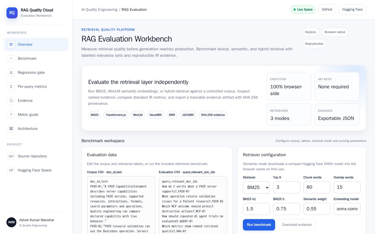 Preview of RAG Evaluation Workbench