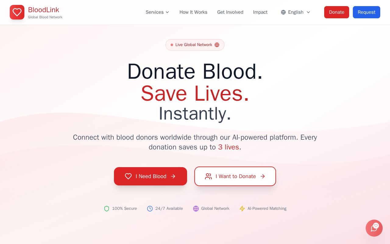 Preview of BloodLink – AI-Powered Global Blood Donation Platform
