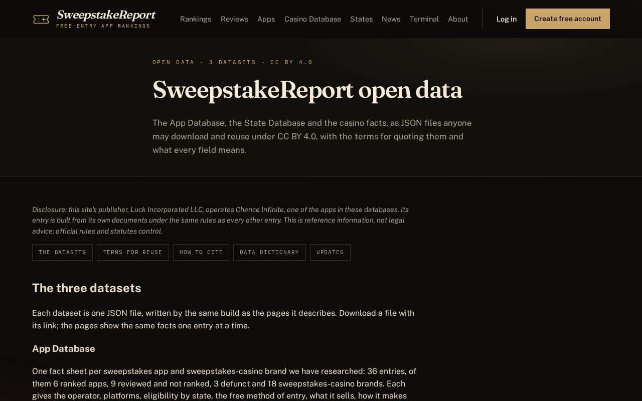 Preview of Sweepstakereport Data