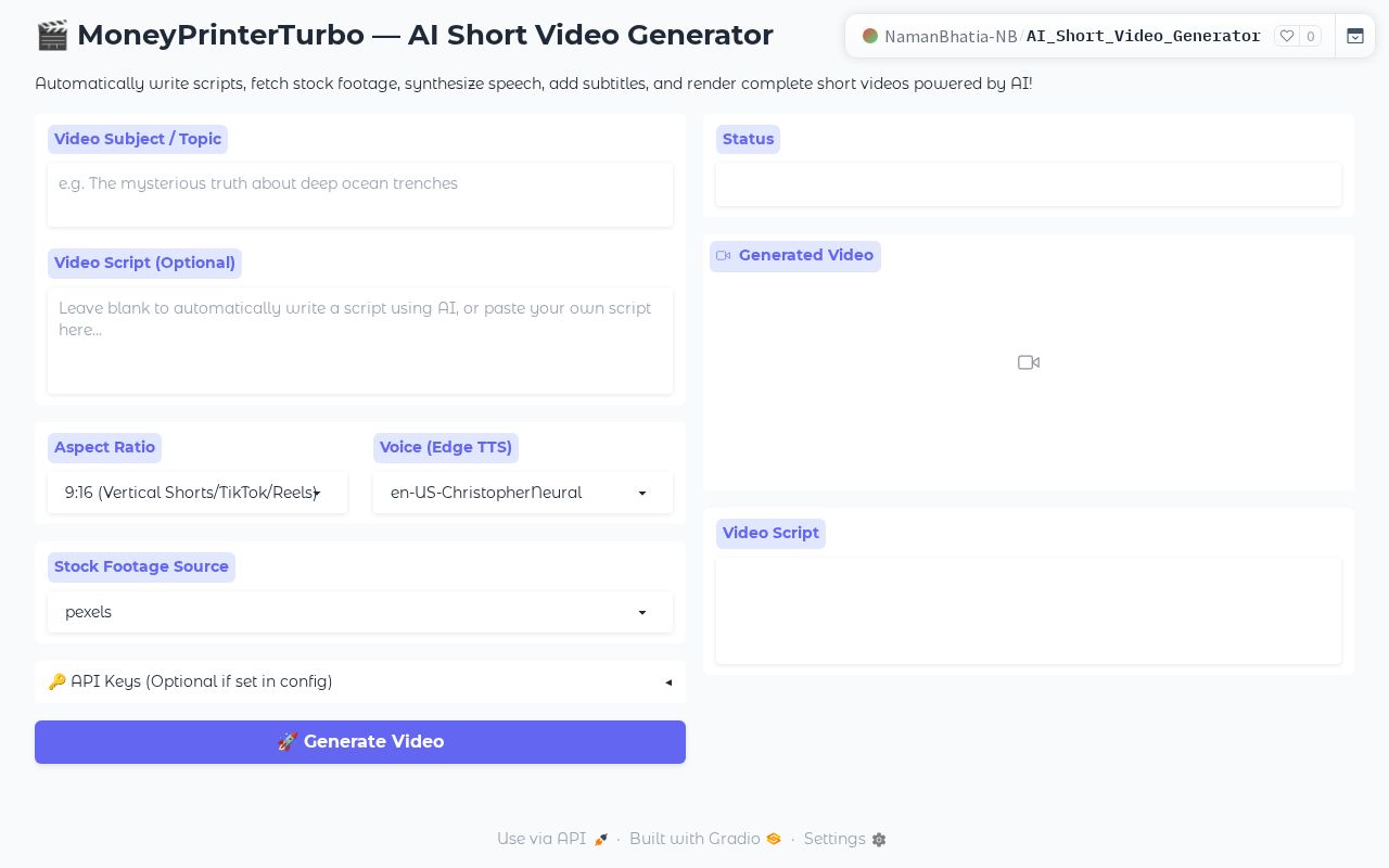 Preview of AI Short Video Generator