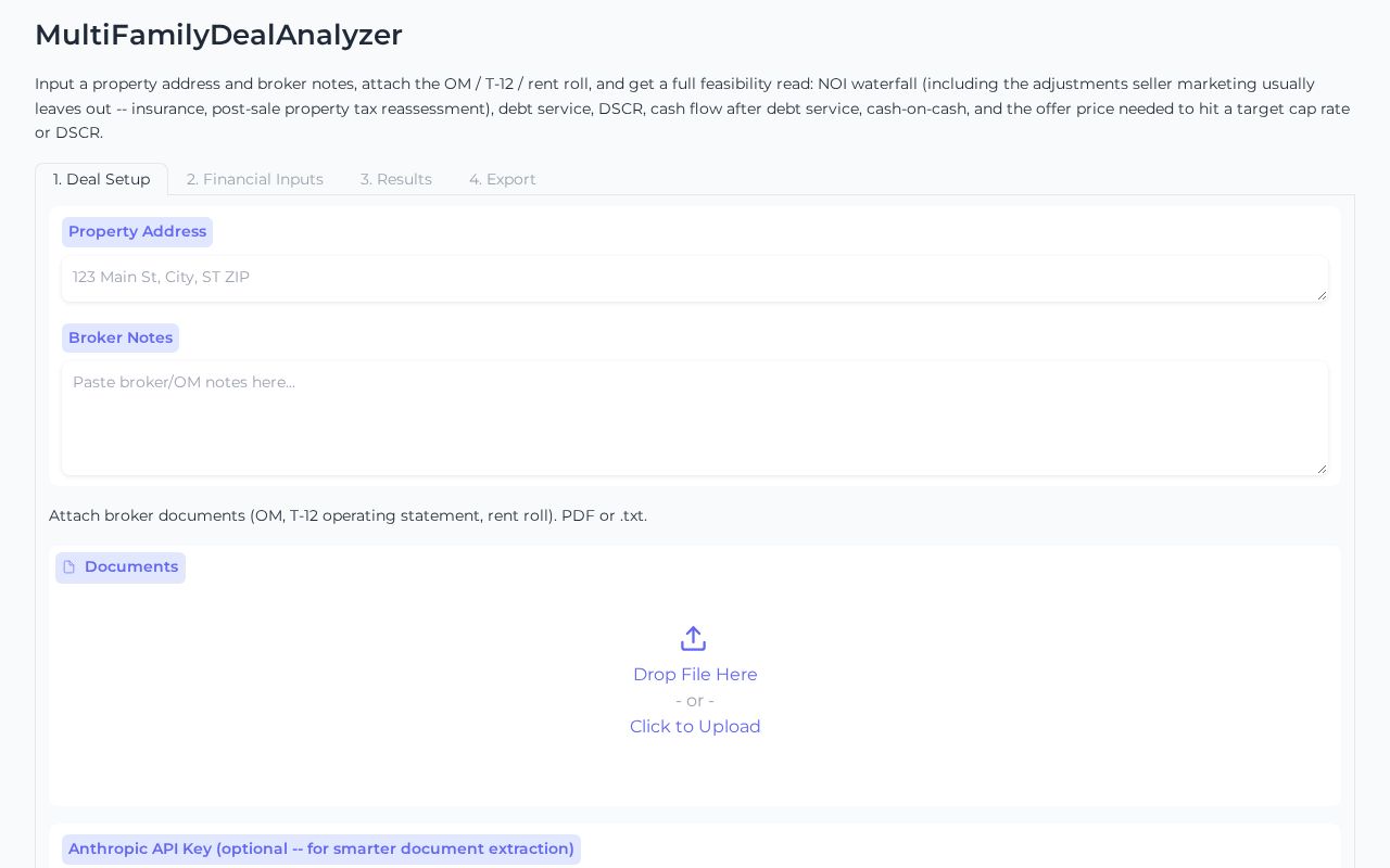 Preview of MultiFamilyDealAnalyzer