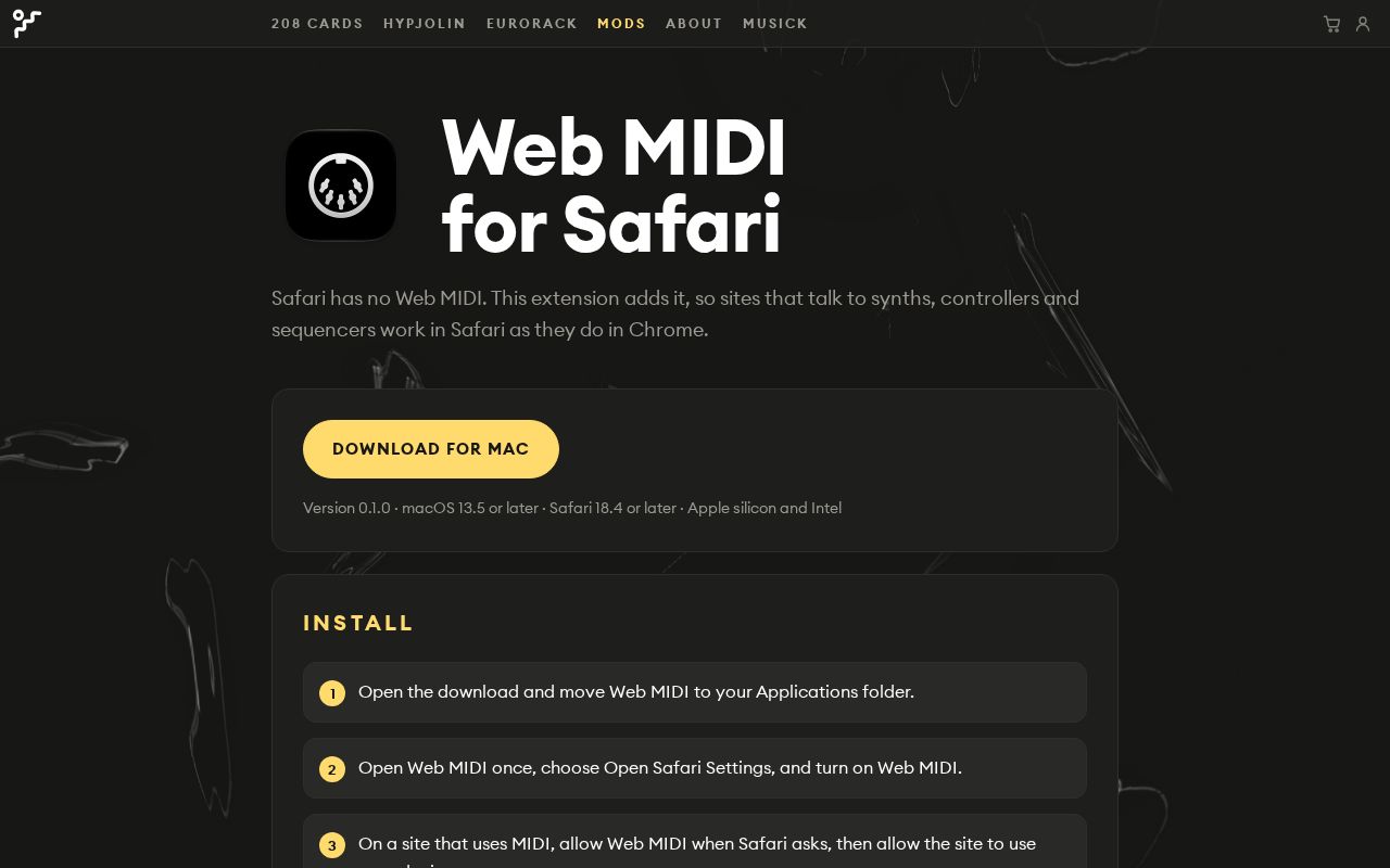 Preview of Web MIDI for Safari