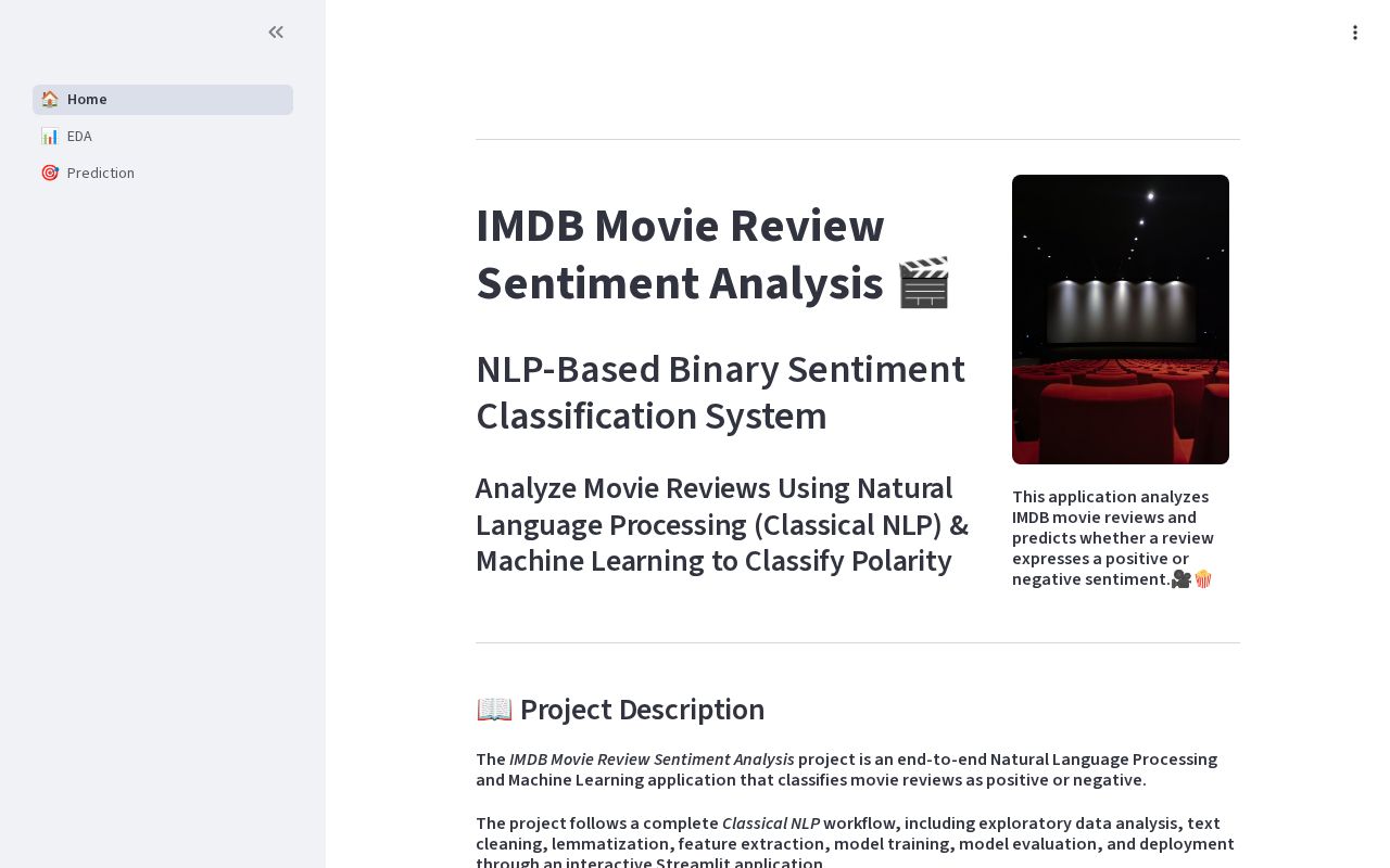 Preview of Imdb Sentiment App