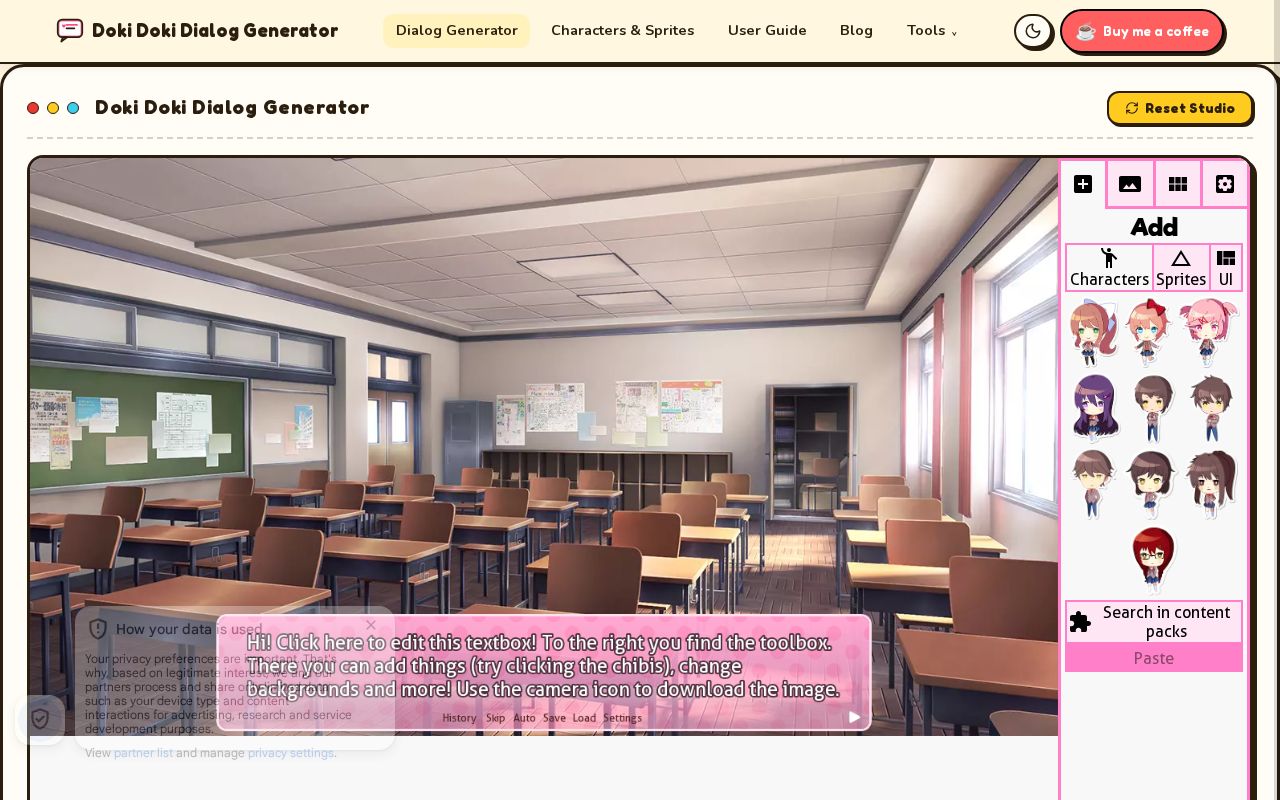 Preview of Doki Doki Dialog Generator