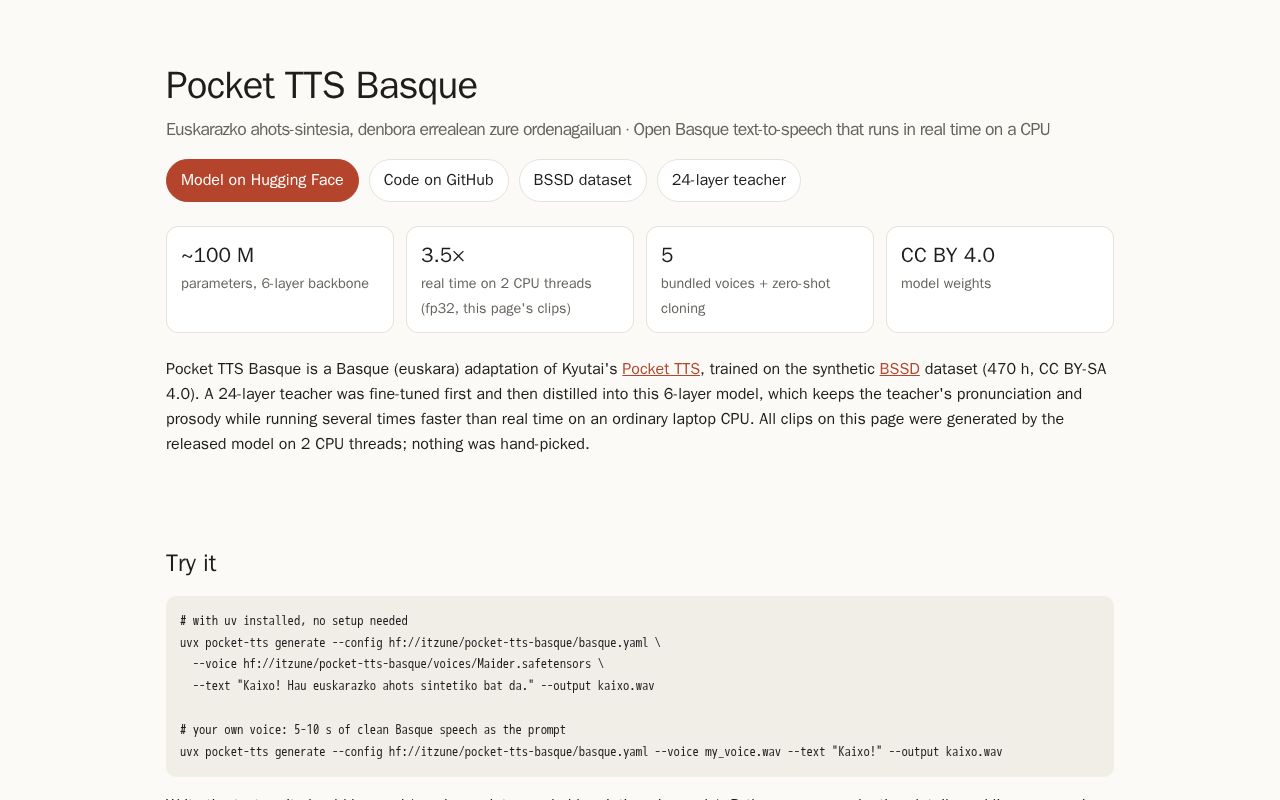 Preview of Pocket Tts Basque