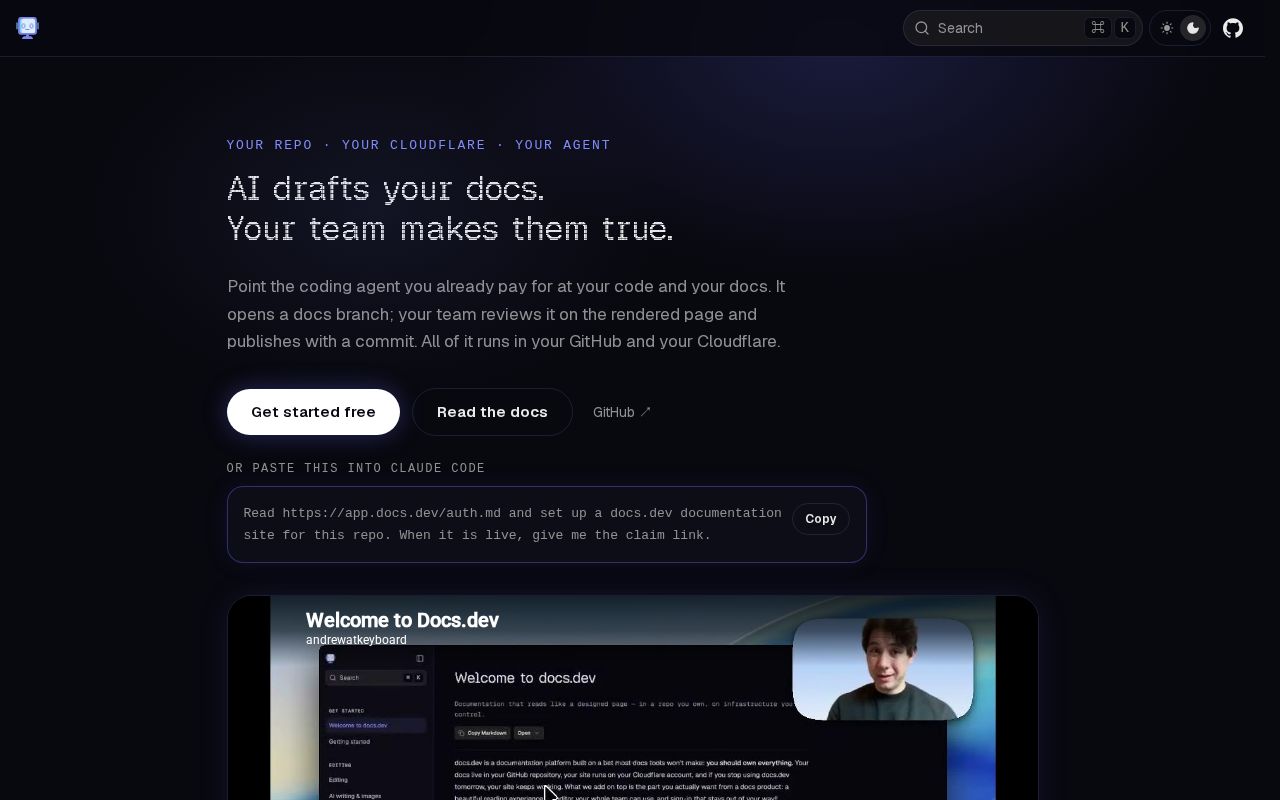 Preview of docs.dev
