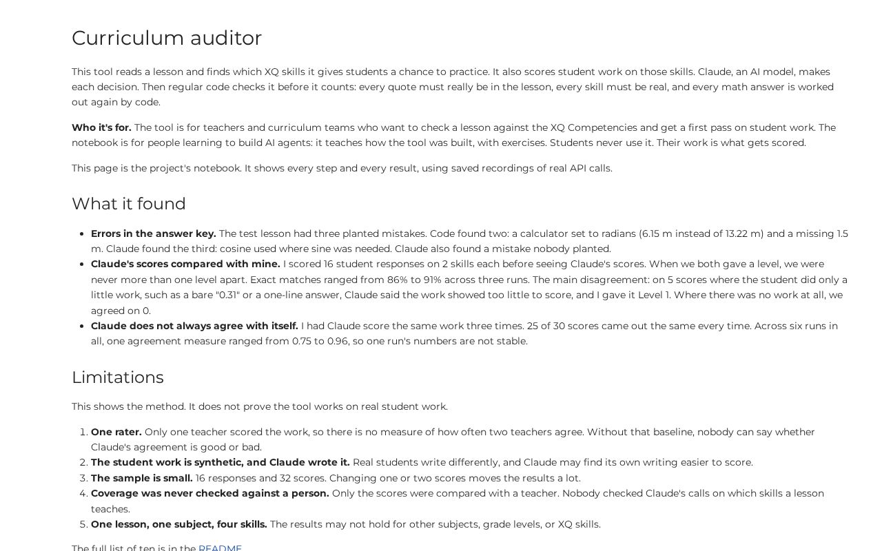Preview of Curriculum Auditor