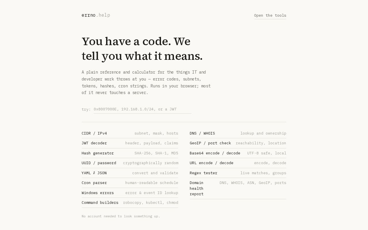 Preview of Errno Help
