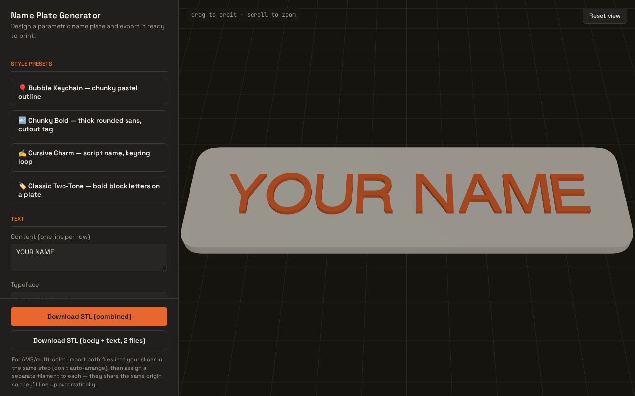 Preview of Nameplate Generator