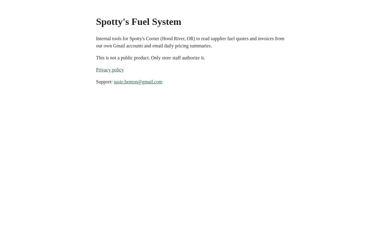 Preview of Spottys Fuel Oauth