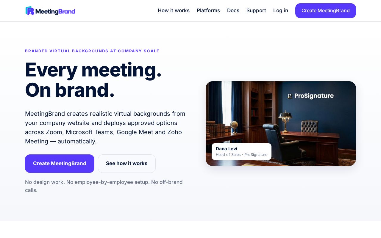 Preview of MeetingBrand marketing site — meetingbrand.com (static, GitHub Pages)