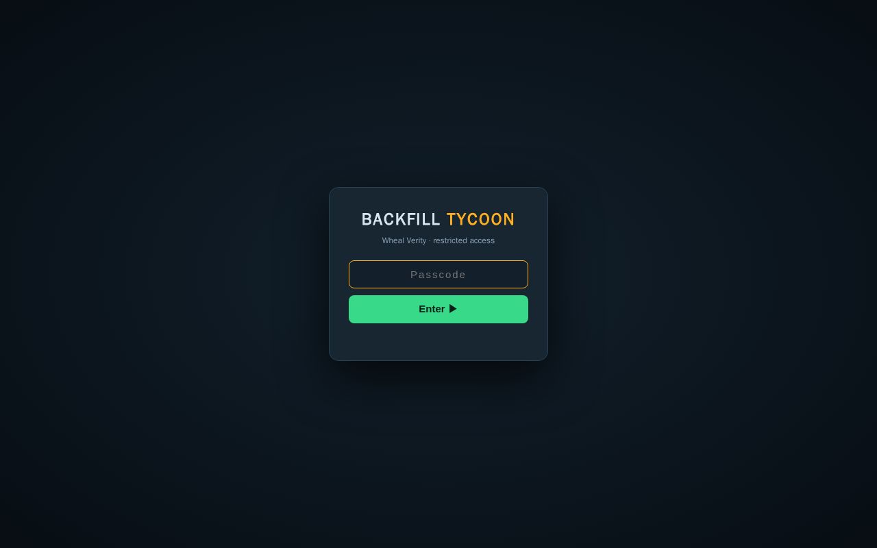 Preview of Backfill Sim — a backfill management simulation game