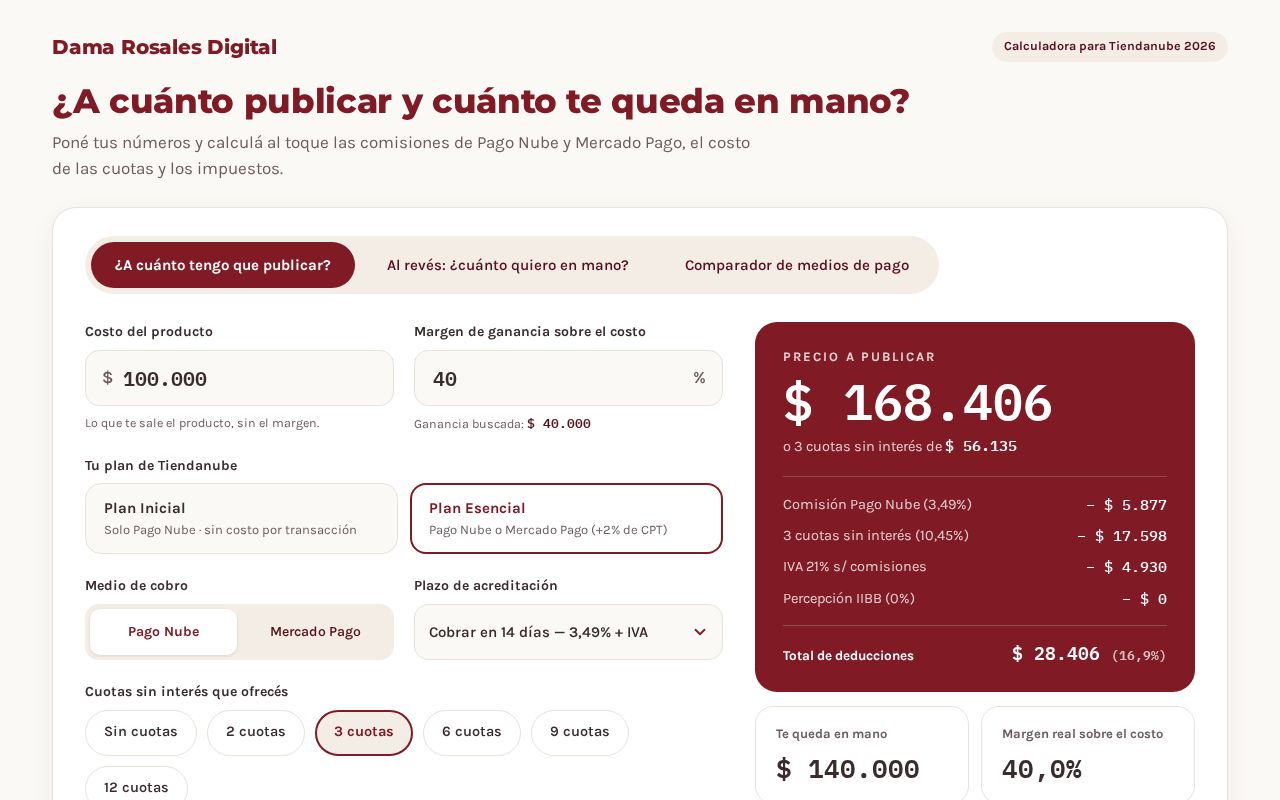 Preview of Calculadora Precios Tienda Nube