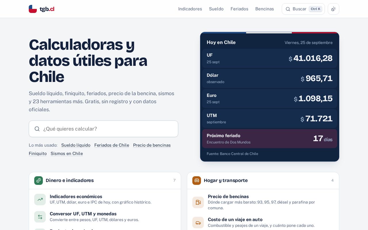 Preview of tgb.cl: Herramientas útiles para Chile