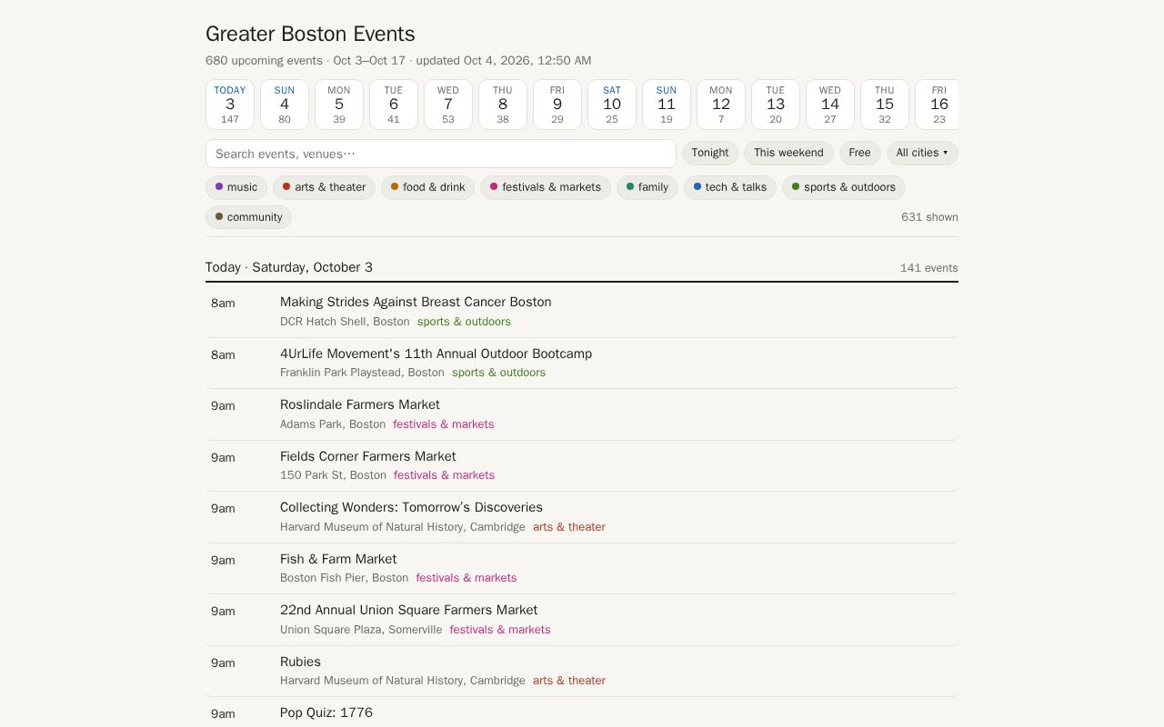 Preview of Greater Boston Events