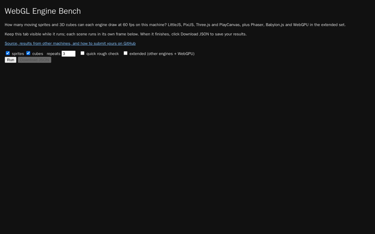 Preview of Webgl Engine Bench