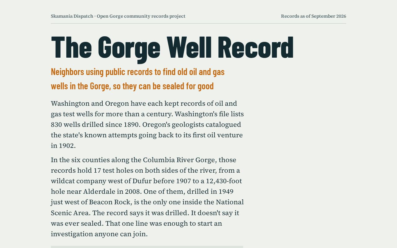 Preview of Gorge Well Record