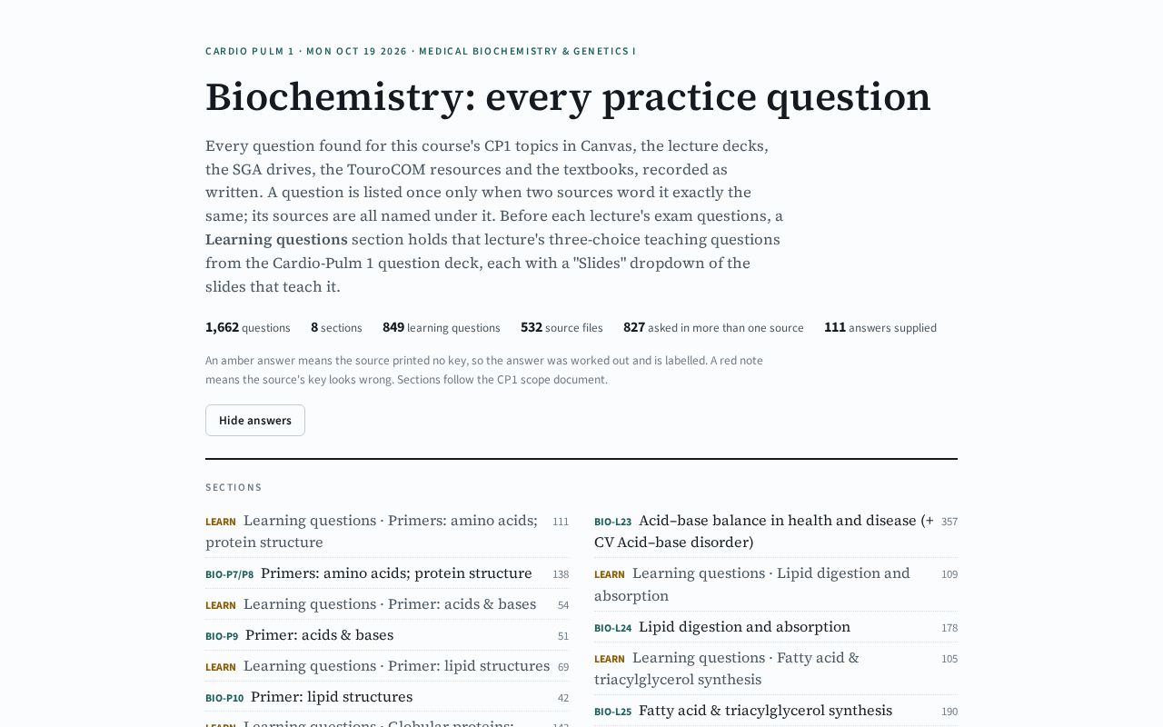 Preview of CP1 Biochemistry Questions