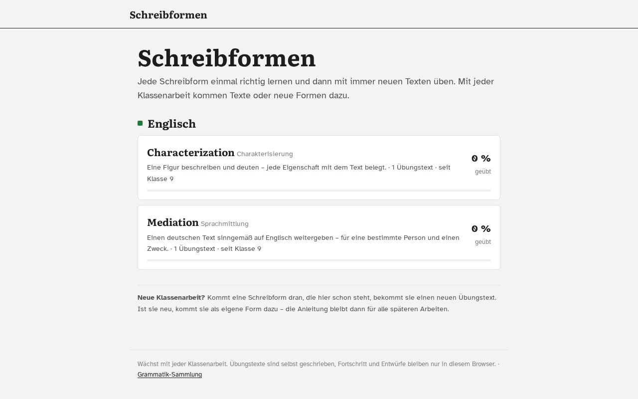 Preview of Schreibformen