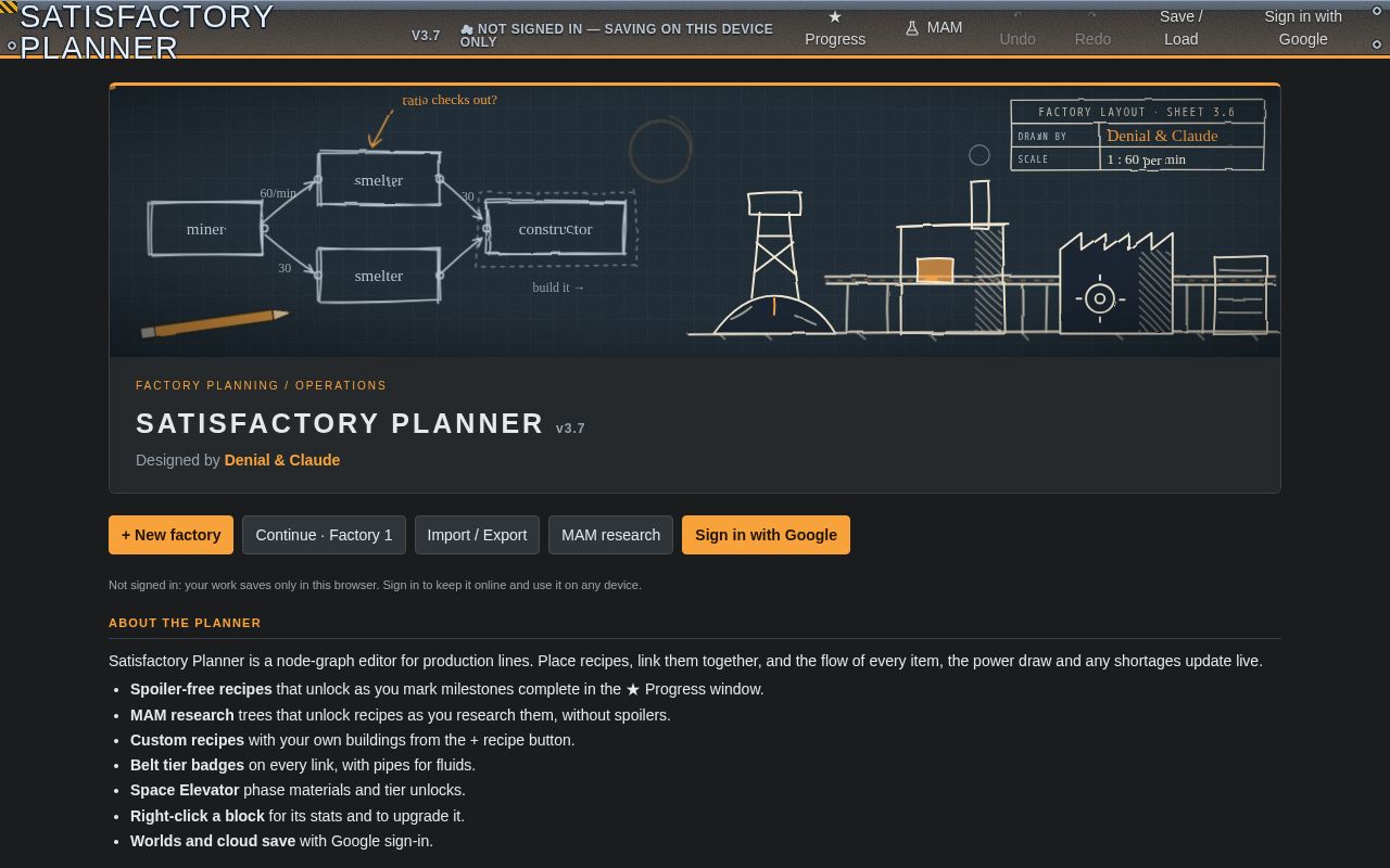 Preview of Satisfactory Planner