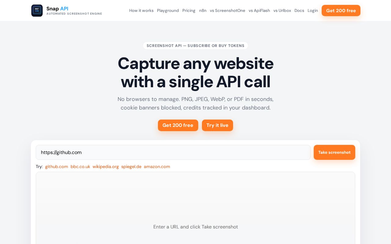 Preview of Snap Api Website Screenshots In One Call