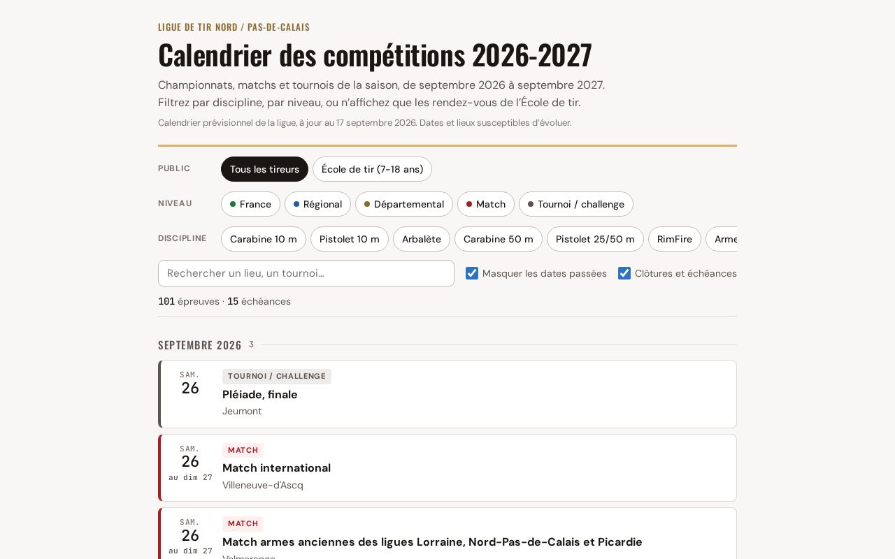 Preview of Calendrier Competitions